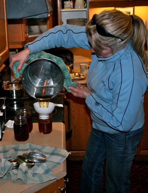pouring the maple syrup