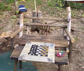 Bench and checkerboard